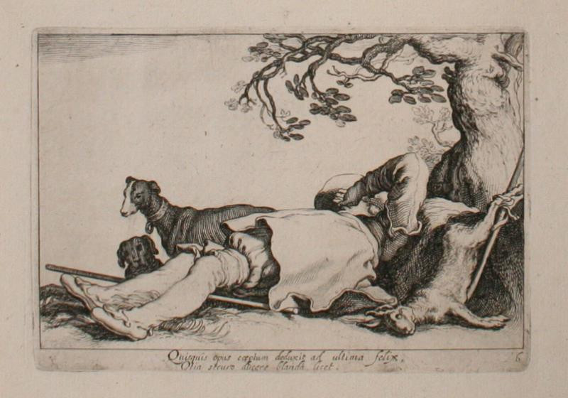 Cornelis Bloemaert - Spící muž s uloveným zajícem