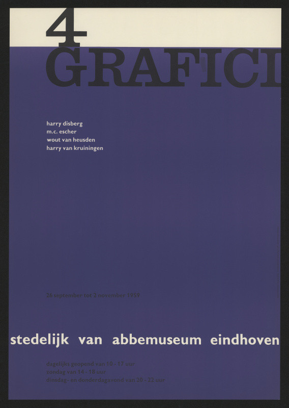 Wim (Willm Hendrick) Crouwel - na výstavu 4 grafiků, Stedelijk van Abbenmuseum, Eidhoven