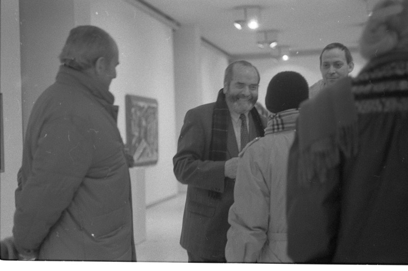 Dagmar Hochová - Pavel Tigrid na slavnostním zahájení výstav Milena Jesenská a Umění doby Franze Kafky v Mánesu, 8. 2. 1991
