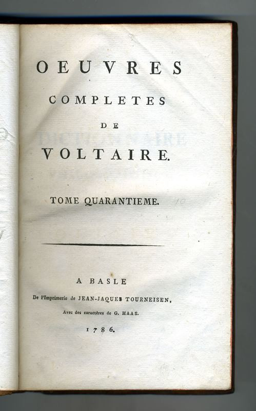 Voltaire - Oeuvres completes de Voltaire. Tome quarantieme