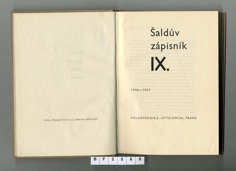 Otto Girgal, Melantrich, František Xaver Šalda - Šaldův zápisník IX. 1936-1937