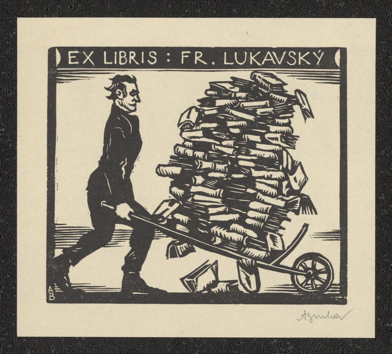 Antonín Burka - Ex libris Fr. Lukavský. in Ex libris II. Deset původních dřevorytů