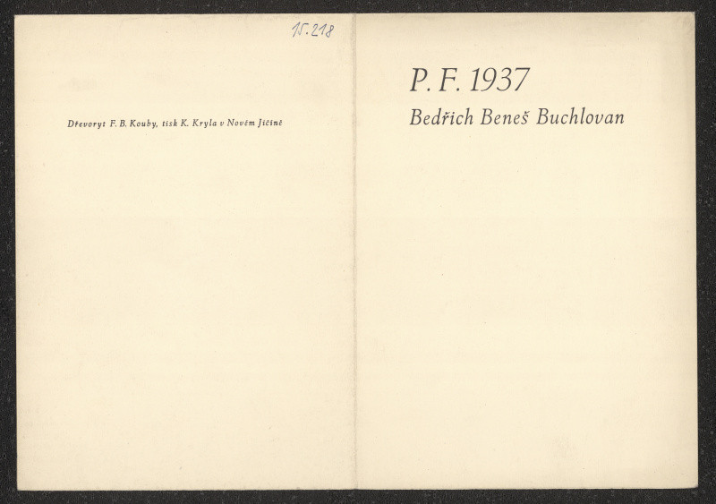 neznámý - P. F. 1937 B. B. Buchlovan