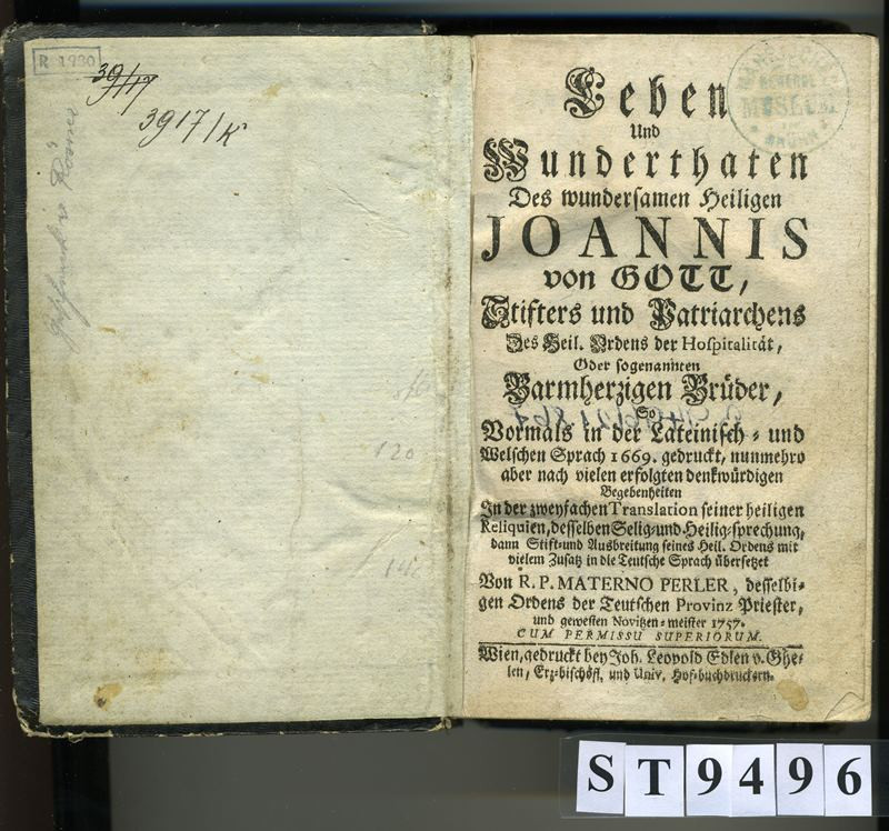 neurčený autor, Johann Leopold von Ghelen - Leben und Wunderthaten des  heiligen Joannis von Gott