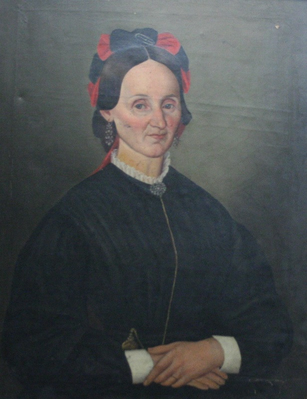 Neumann - Podobizna ženy v čepci s červenými stuhami