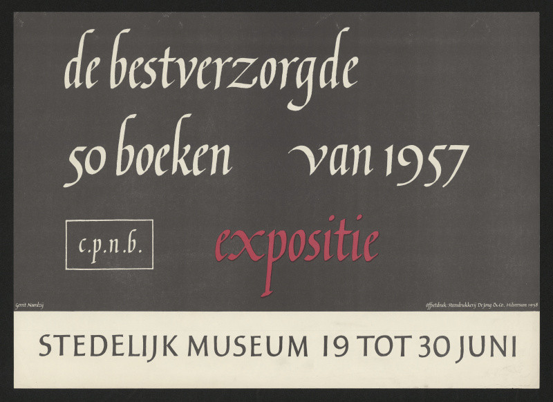 Gerrit Noordzij - De bestverzorgde 50 boeken van 1957, Stedelijk museum Ansterdam