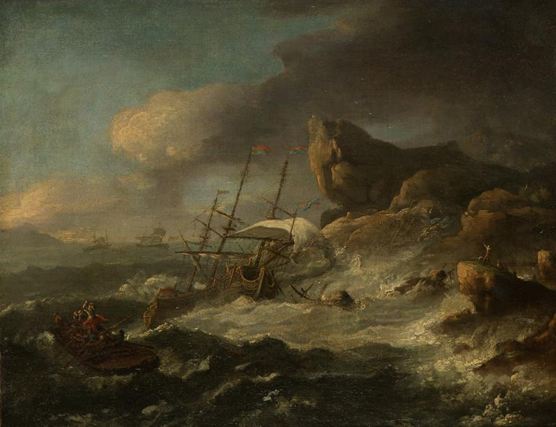 neznámý malíř - neapolská škola - Bouře na moři