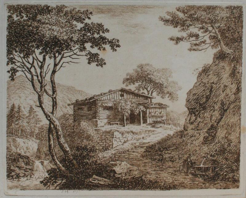 Ludwig Hess - Krajina s dřevěnou chatou
