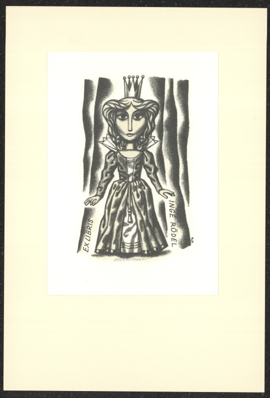 Vojtěch Cinybulk - Ex libris Inge Rödel. in Vojtech Cinybulk 10 litografiske exlibris med marionet-motiver. 1977