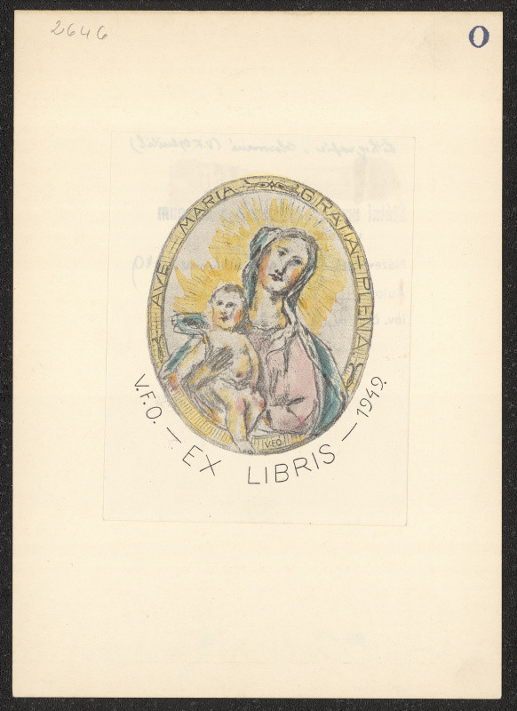 V. F. Oplustil - V.F.O. - Ex libris 1949, Ave Maria Gratia Plena