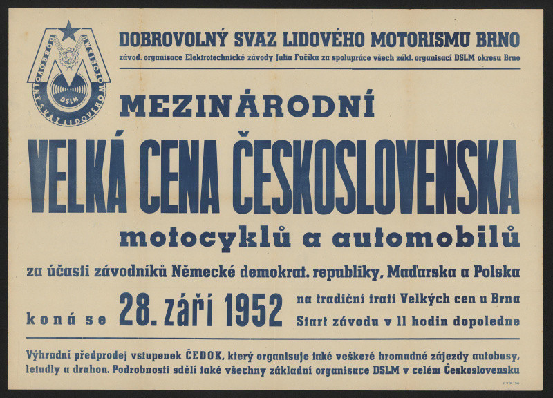 neznámý - Mezinárodní Velká cena Československa motocyklů a automobilů