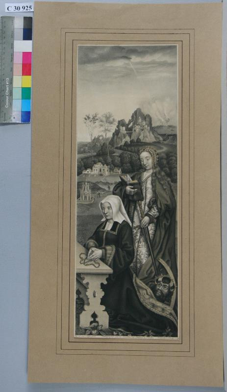Nepomuk Strixner - Sv. Kateřina s donáterkou (pravé křídlo oltáře P. Marie od Jacoba Cornelisze van Amsterodam)