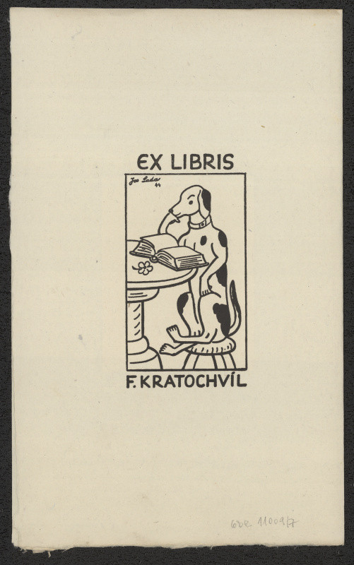 Josef Lada - Ex libris F. Kratochvíl. in Knižní značky národního umělce Josefa Lady. (Praha. 1949)