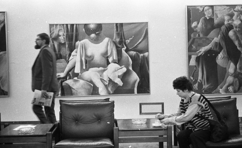 Dagmar Hochová - Vernisáž výstavy obrazů Jaroslavy Pešicové v předsálí České národní rady, jaro 1991