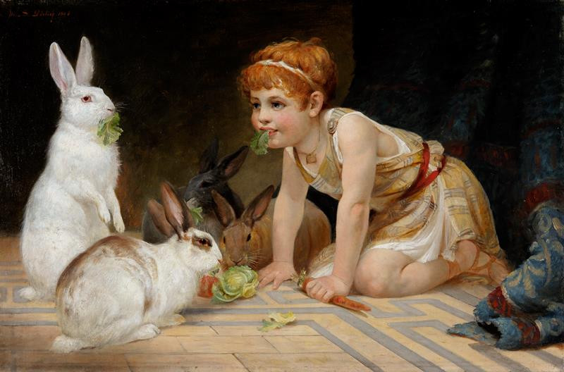 Marie Görlichová - Dítě s králíčky
