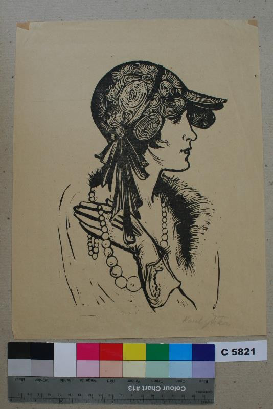 Karel Štika - Dáma - Hlava ženy v klobouku