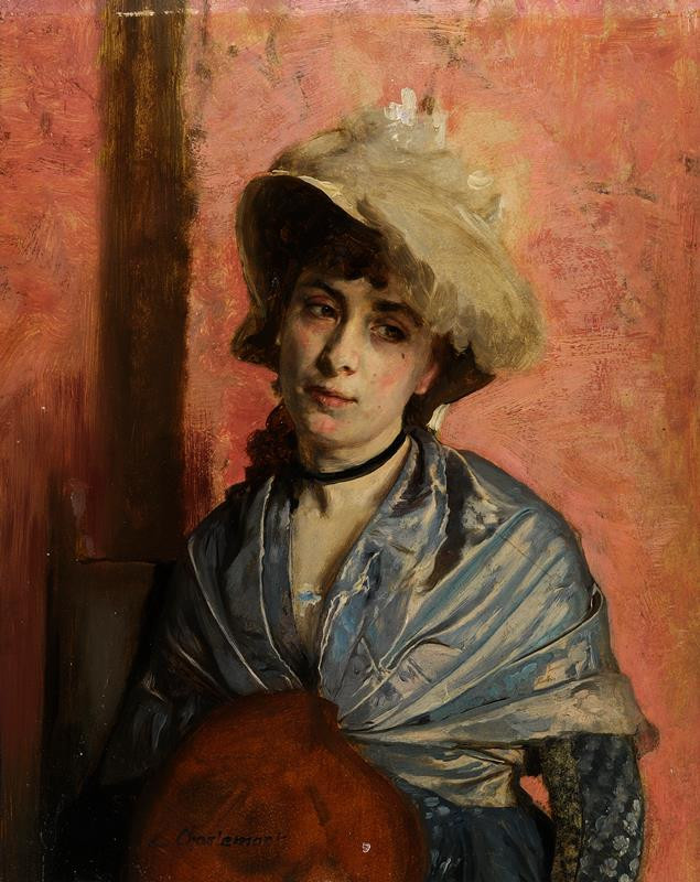 Eduard Charlemont - Portrét dámy v klobouku