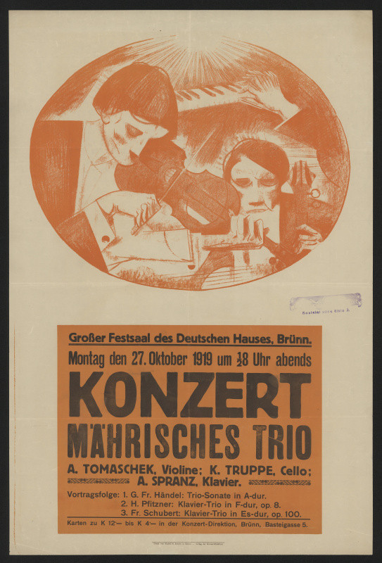 neznámý - Plakát koncertu Mährisches Trio, Brno 1919