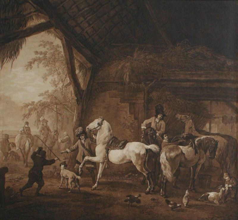 Wilhelm von Kobell - Stáj s koňmi