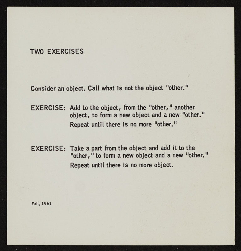 George Brecht - Two Excercises from Water Yam