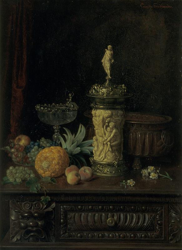 Camilla Friedländer von Mahlheim - Zátiší s korbelem, ananasem a broskvemi
