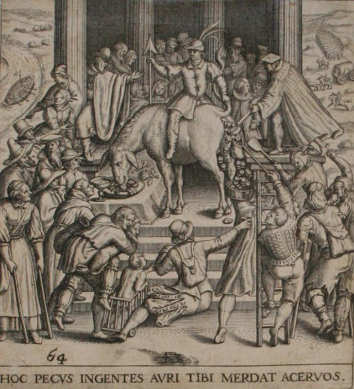 Theodor de Bry - Emblemata saecularia Hoc pecus; 64. List ze souboru 74 lisů Proscenium vitae humanae z roku 1627