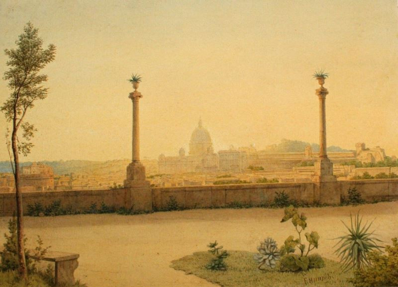 Franz Heinrich - Pohled na Řím z Monte Pincio