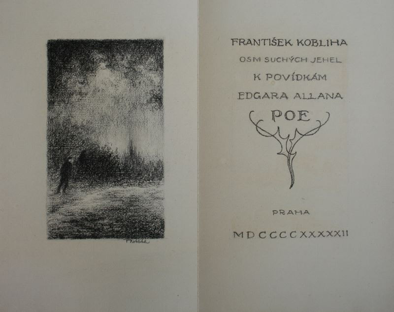 František Kobliha - Frontispice a titul k Povídkám A. E. Poea