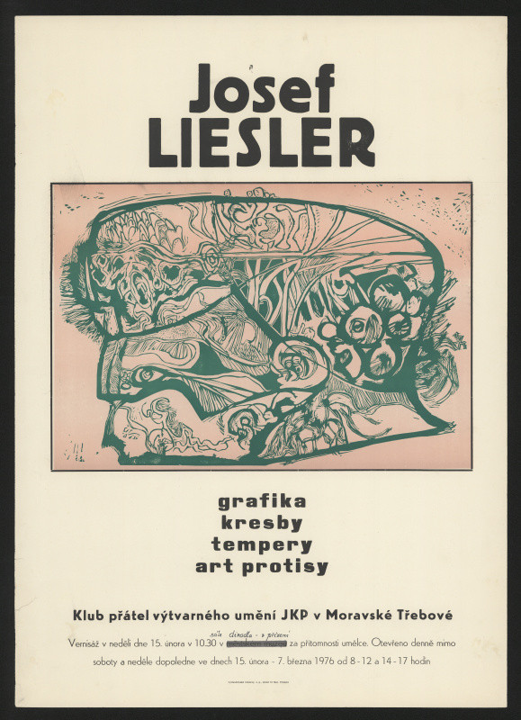 neznámý - Josef Liesler, Grafika, kresby, tempery, art protisy. Klub přátel umění Mor. Třebová 15.2.-7.3.1976