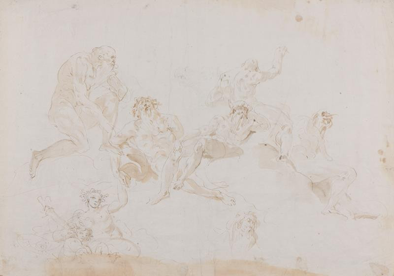 Giovanni Battista Tiepolo - dílna - Figurální studie pro nástropní fresku