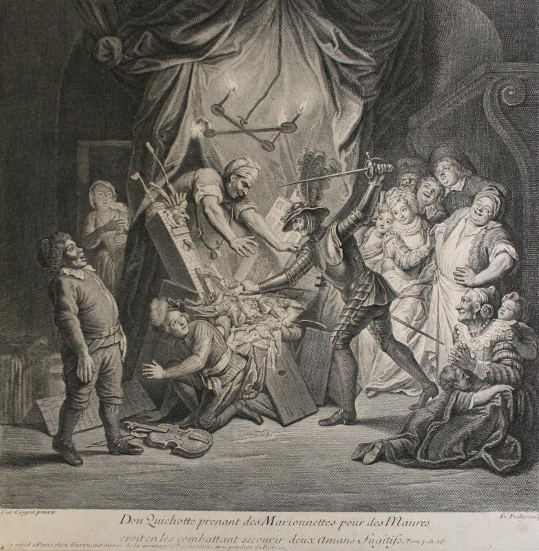 François de Poilly - Don Quijotte prenant des Marionnettes