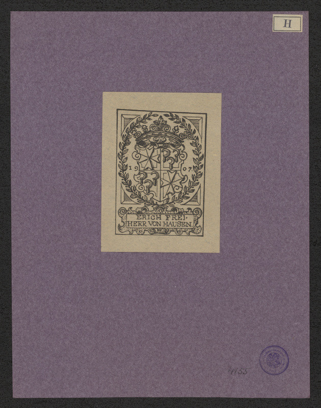 Erich Franz von Hausen - Ex libris Erich Freiherr von Hausen