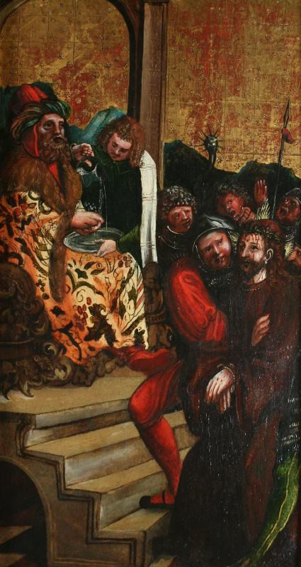 neznámý malíř jihoněmecký / rakouský (?) - Kristus před Pilátem / sv. Anna Samatřetí