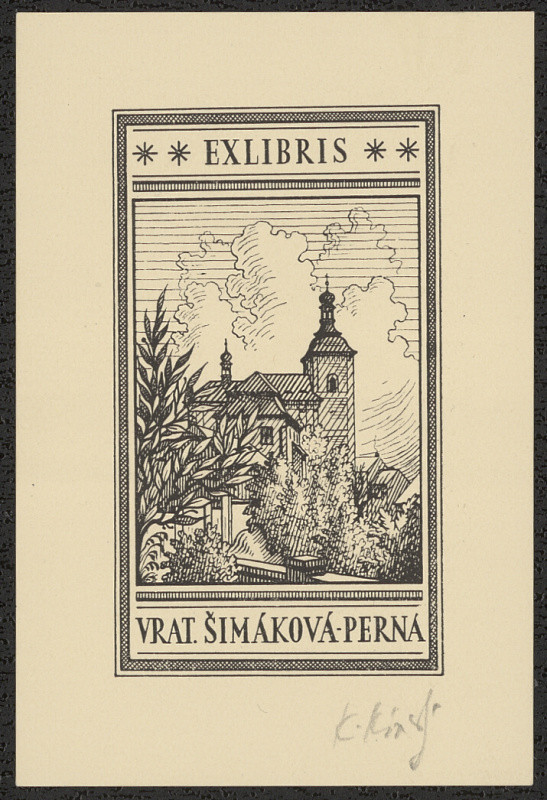 Karel Kinský - Ex libris Vrat. Šimáková-Perná