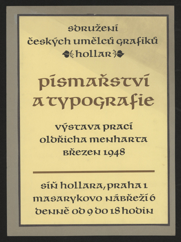 Oldřich Menhart - Písmařství a typografie, Oldřich Menhart