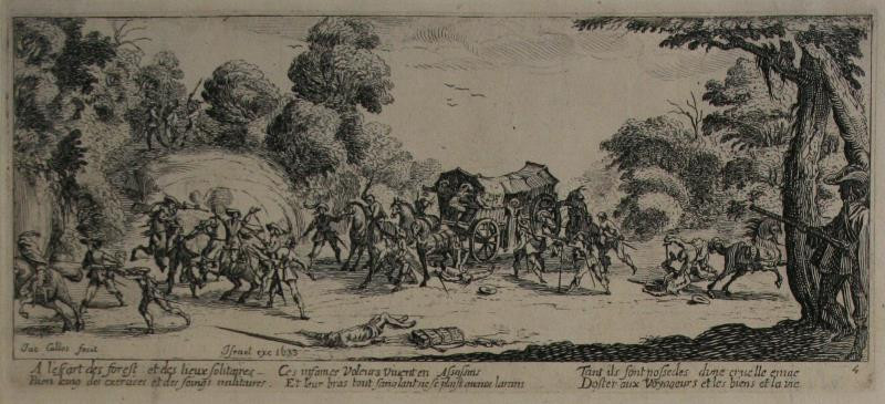 Jacques Callot - Miseres de la guerre; Vůz přepaden zloději