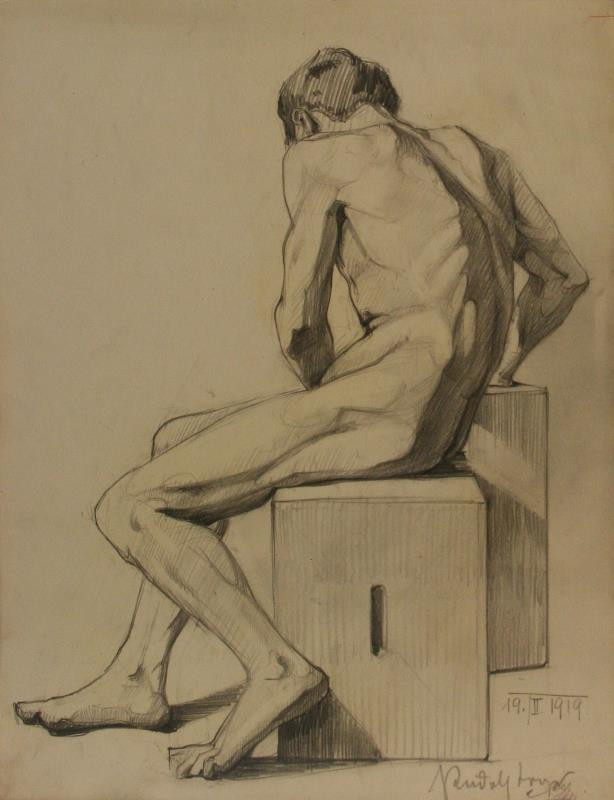 Rudolf Leger - Sedící mužský akt z profilu