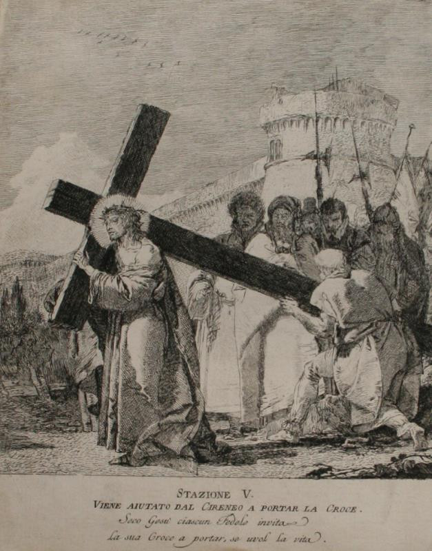 Giovanni Domenico Tiepolo - Stazione V. - Viene aintato dal Cirenco a portar la Croce