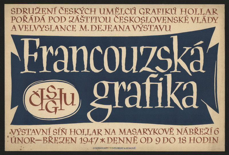 Oldřich Menhart - Francouzská grafika, v síni Hollar na Masarykově nábř.