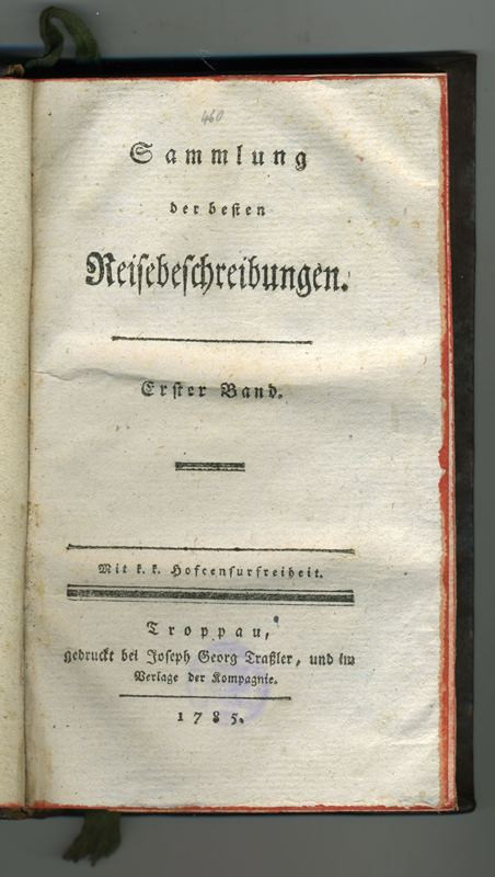 neurčený autor, Joseph Georg Traßler - Sammlung der besten Reisebeschreibungen. Erster Band