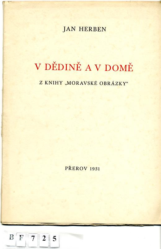 Jan Herben - V dědině a v domě