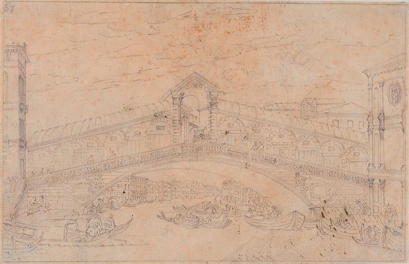 Giovanni Antonio Canal zv.Canaletto - následovník - Veduta del Ponte di Rialto