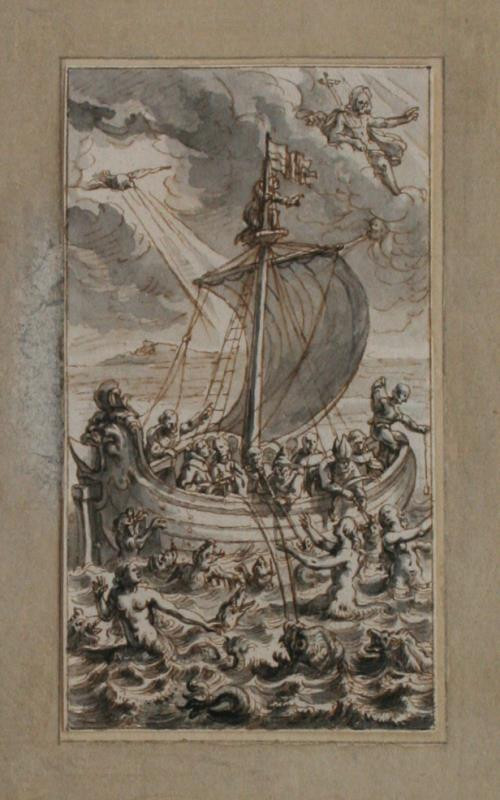Pieter de Jode I. - připsáno - Loď náboženství chráněná Duchem svatým před ďáblem