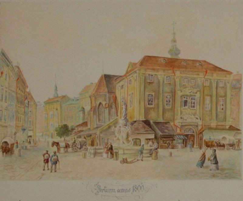 neznámý - Brünn anno 1800 - Kostel sv. Mikuláše na Nám. Svobody
