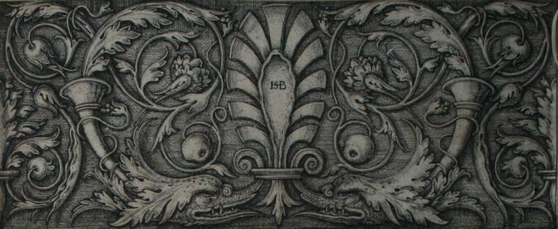 Hans Sebald Beham - Ornament s rybími hlavami