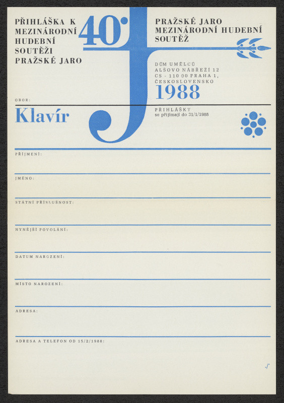 Jiří Rathouský - 40. Pražské jaro. Mezinárodní hudební soutěž 1988