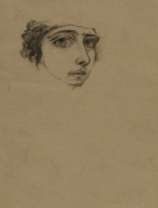 Antonín Procházka - Hlava ženy - studie k portrétu Linky Procházkové