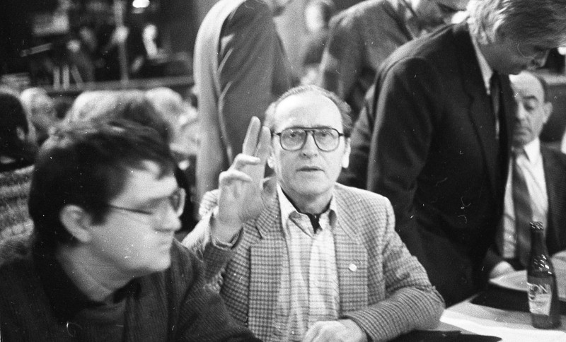 Dagmar Hochová - Rudolf Battěk na republikovém sněmu Občanského fóra v pražské Lucerně, 23. a 24. 2. 1991