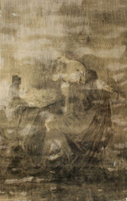 Alfons Mucha - Sedící mužský akt