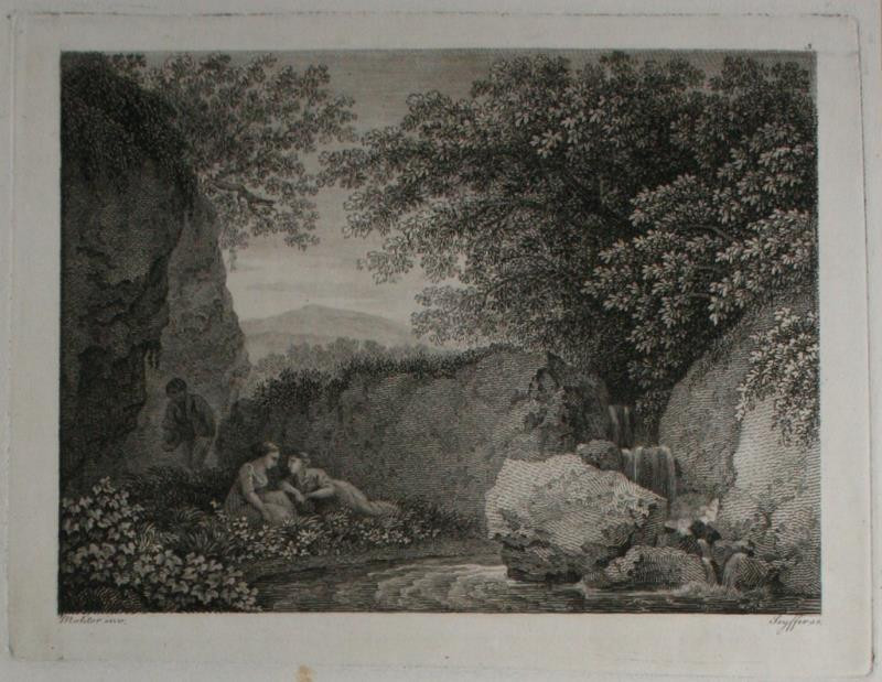 Friedrich August Seyffer - Dívky v krajině s potokem